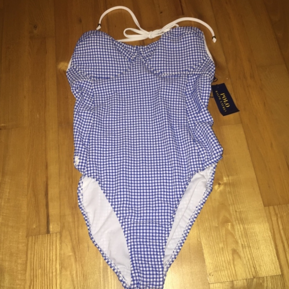 NWT Ralph Lauren Blue Gingham Swimsuit